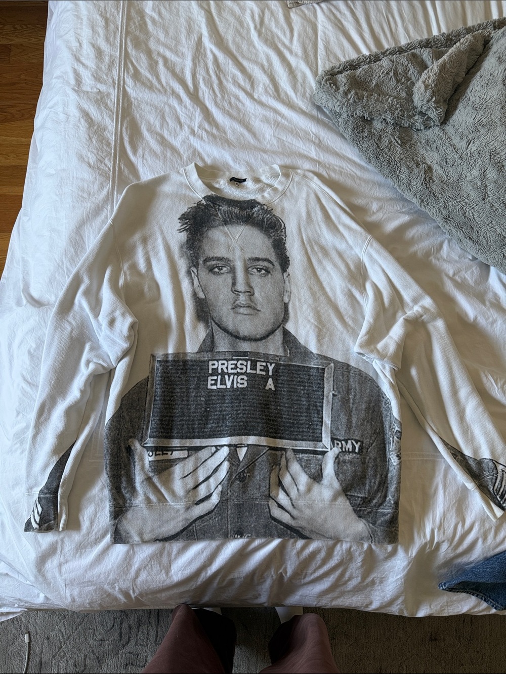 R13 White Knit Elvis Sweatshirt